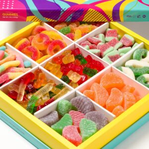 Ultimate Gift Box with Variety Assortment of Gummies, Candy, and Nuts (Assorted Snack Nuts Gift Basket)