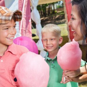 Lupy Lups! Sugar Mix Kit Floss Sugar With 3 count -14.10 oz Plastics Jars of Blue Raspberry, Purple Grape & Pink Cherry- 50 Paper Cones- Create Delicious Fluffy Cotton Candy - Cotton Candy also floats atop beverages! (Sugar Mix w Cones)