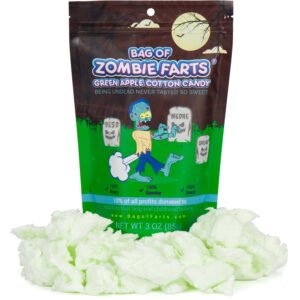 Bag Of Zombie Farts Cotton Candy Funny Novelty Gift for Unique Birthday Gag Gift for Friends, Mom, Dad, Girl, Boy Grandson Funny Christmas Stocking Stuffer, 3 ounces / 1 pack