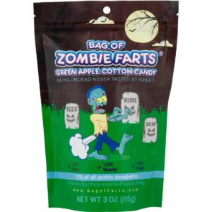 Bag Of Zombie Farts Cotton Candy Funny Novelty Gift for Unique Birthday Gag Gift for Friends, Mom, Dad, Girl, Boy Grandson Funny Christmas Stocking Stuffer, 3 ounces / 1 pack