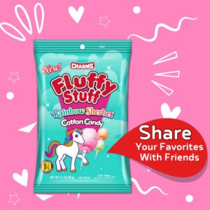 Fluffy Stuff Cotton Candy Bags, Assorted Fruit Flavored Rainbow Treats, 2.1 Ounces (Pack of 3)