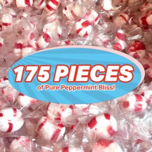 Soft Peppermint Candy Puff Christmas Mints - 2 Pounds Approx 175 Pieces - Mints Individually Wrapped Christmas Candy