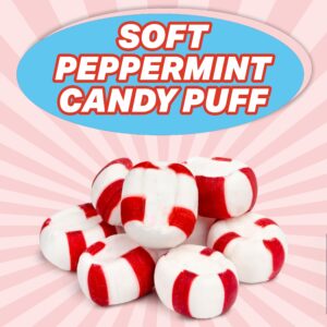 Soft Peppermint Candy Puff Christmas Mints - 2 Pounds Approx 175 Pieces - Mints Individually Wrapped Christmas Candy