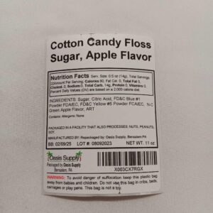 Cotton Candy Floss Sugar (2 Pack, Apple Flavor)- 11 oz Cotton Candy Flavoring Super Floss Makes 44 Cones- Candy Supplies