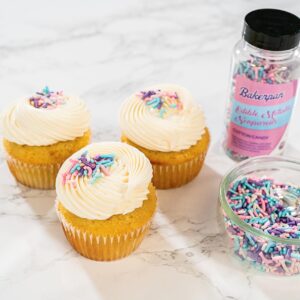 Bakerpan Edible Pastel Colors Sprinkles for Cupcakes, Pastel Jimmies Sprinkles Edible for Cake Decorating - 4.3 Ounces (Made in USA)