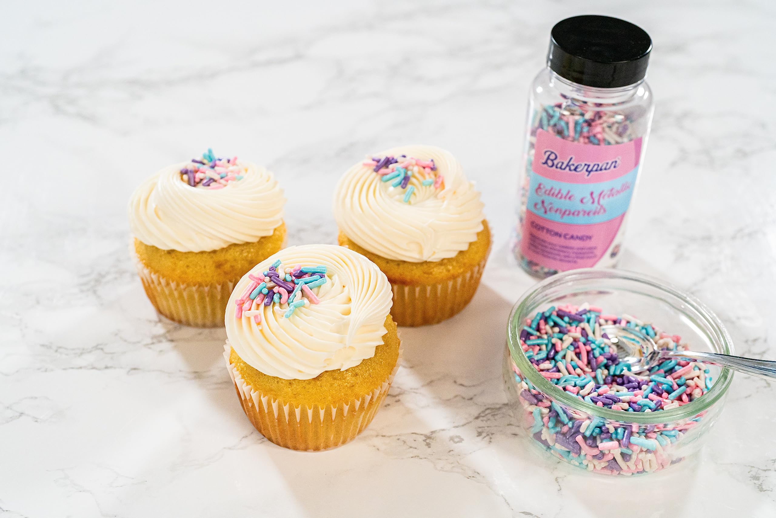 Bakerpan Edible Pastel Colors Sprinkles for Cupcakes, Pastel Jimmies Sprinkles Edible for Cake Decorating - 4.3 Ounces (Made in USA)