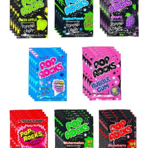 Pop Rocks Candy Variety Mix - 32 Pack of 8 Flavors - Retro Crackling Rock Candy - Bulk Pack Includes Tropical Punch, Bubble Gum, Cherry, and Much More