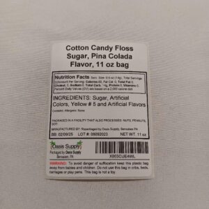 Cotton Candy Floss Sugar (Pina Colada Flavor, 11 oz)– Cotton Candy Flavoring Super Floss Makes 44 Cones- Candy Supplies