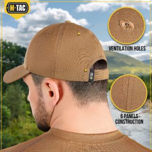 M-Tac Tactical Baseball Cap - Adjustable Plain Workout Ball Cap, Ripstop Hats for Men and Women (Coyote, M)