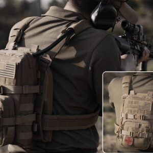 CLTAC Small Tactical Backpack MOLLE Hydration Pack Outdoor Water Bladder Carrier Pack for Vest with IFAK Med Pouch and 1.5L Bladder