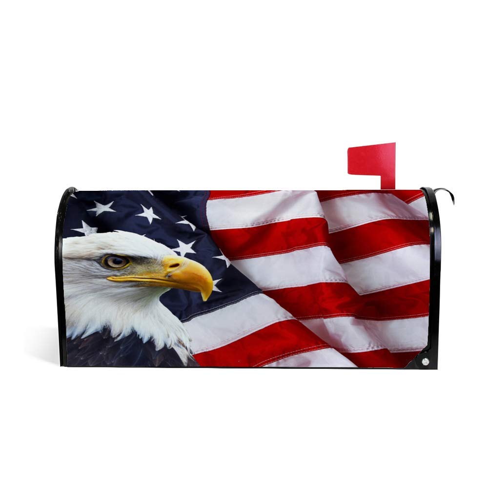 ZHIHUI American Flag with North American Condor Magnetic Mailbox Covers Mailwraps Wraps Post Letter Box Cover Waterproof Non Fade Garden Yard Home Decor for Outdoor 21x25 inch