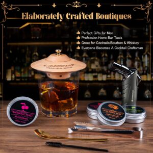 Cocktail Smoker Kit with Torch, Old Fashioned Smoker Kit for Bourbon Whiskey Drink, with 4 Flavor Wood Chips, Vodka/Gin/Tequila/Rum Liquor Gifts for Whiskey Lovers, Father(No Butane)