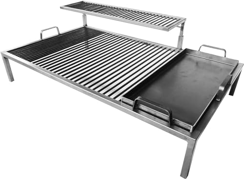 Luxury Argentine Grill with removable iron modules + Brazier + fire tools - Iron Argentina Grill - BBQ Parrilla Asado. Sor Pampa Grill (32 x 20 inches)