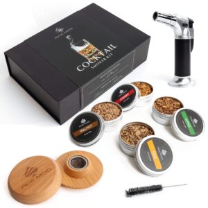 ace mod cocktail smoker kit with torch in gift box– 4 flavors wood chips – bourbon, whiskey smoker infuser kit, smoked old fashioned, for dad, husband (no butane)