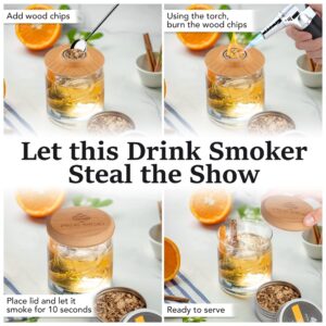 ACE MOD Cocktail Smoker Kit with Torch in Gift Box– 4 Flavors Wood Chips – Bourbon, Whiskey Smoker Infuser Kit, Smoked Old Fashioned, for Dad, Husband (NO Butane)