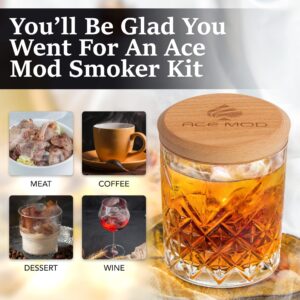 ACE MOD Cocktail Smoker Kit with Torch in Gift Box– 4 Flavors Wood Chips – Bourbon, Whiskey Smoker Infuser Kit, Smoked Old Fashioned, for Dad, Husband (NO Butane)