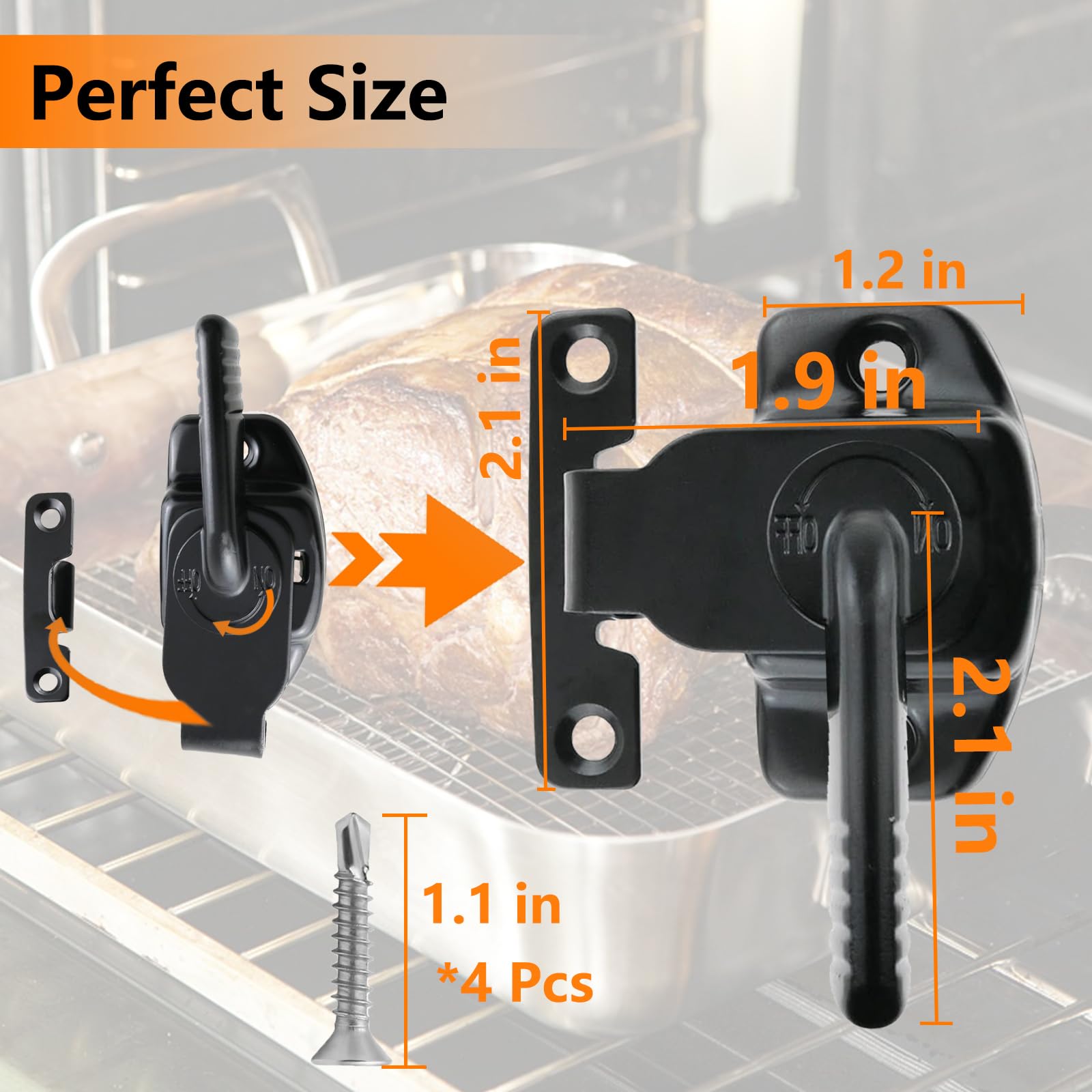 Smoker Door Latch for Cuisinart COS-330 Vertical Smoker/Pit Boss Vertical Smoker 1077, Heavy Duty Smoker Door Latch Kits for Most of Masterbuilt Electric Smoker Replacement Parts Door Latch