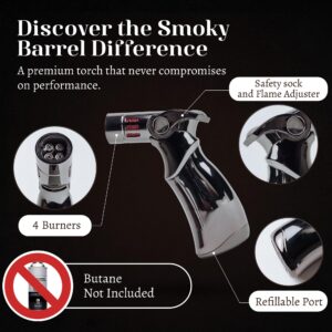 Smoky Barrel Cocktail Smoker Kit with Premium Torch - Old Fashioned Cocktail Kit - Whiskey Smoker Kit - Drink Smoker for Whiskey - Bourbon Smoker Kit - Cocktail Smoker Top (No Butane)