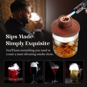 Smoky Barrel Cocktail Smoker Kit with Premium Torch - Old Fashioned Cocktail Kit - Whiskey Smoker Kit - Drink Smoker for Whiskey - Bourbon Smoker Kit - Cocktail Smoker Top (No Butane)