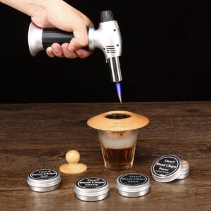 Smoked Old Fashioned Kit, Whiskey Smoker Kit, Cocktail Smoker Kit with Torch, Old Fashioned Smoker Kit, Whiskey Smoker Infuser Kit, Drink Smoker Infuser Kit (Without Butane)