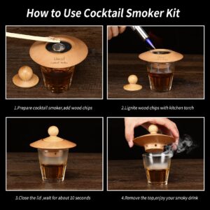 Smoked Old Fashioned Kit, Whiskey Smoker Kit, Cocktail Smoker Kit with Torch, Old Fashioned Smoker Kit, Whiskey Smoker Infuser Kit, Drink Smoker Infuser Kit (Without Butane)