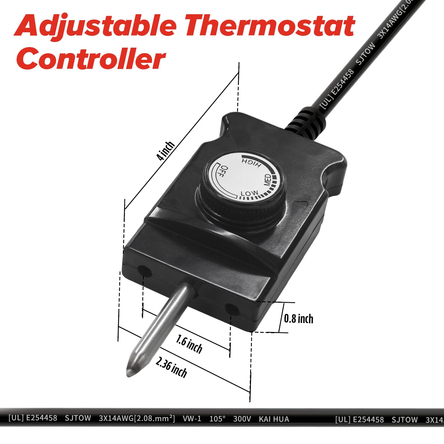 120V 1650W 15A Electric Smoker Heating Element Replacement Kits with Adjustable Thermostat Controller Compatible with Smoke Hollow,Masterbuilt,Char Broil,and Most Electric Smokers