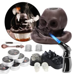 13 in 1 whiskey smoker kit-exquisite skull smoke infuser-old fashioned cocktail smoker kit with torch for party,home bar-heart touching gift for whiskey lover, dad,boyfriend, husband