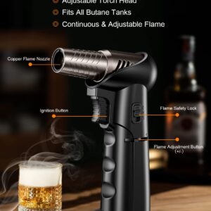 Cocktail Smoker Kit with Torch, [8 Flavors Wood Chips] Domxty Old Fashioned Cocktail Kit/Bourbon/Whiskey Smoker Infuser Kit for Coffee and Flavor Drink, Gifts for Men, Father & Husband (No Butane)