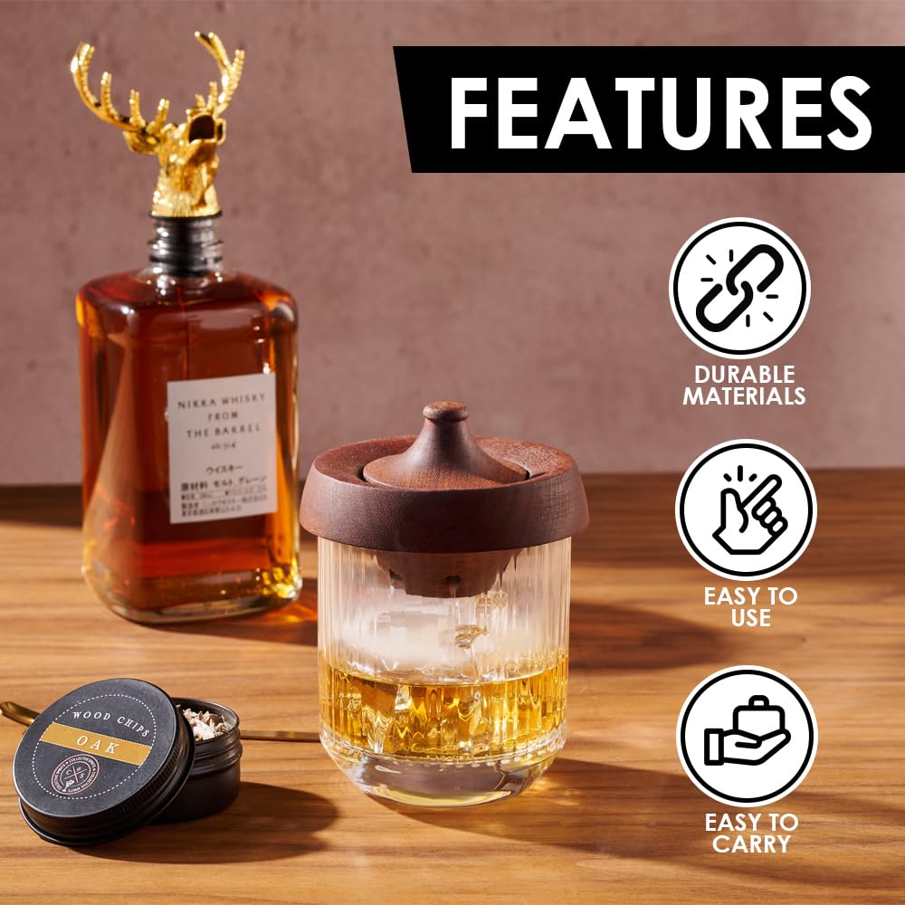 Collective Spirits Cocktail Smoker Kit with Reindeer Head Pourer, Torch, Cleaning Brush, Whiskey Smoker Infuser Kit, Old Fashioned Drink Torch Kit, Ideal Gift for Boyfriend, Husband, Dad (No Butane)