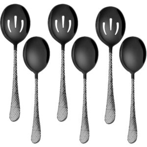 serving spoons stainless steel slotted spoons 9.8 inches utility advanced performance skimmer perforated slotted spoons buffet (6-pieces)