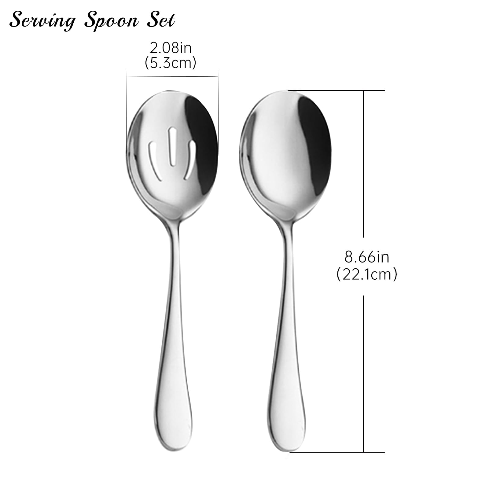 tiokin Serving Spoons,Include 3 Serving Spoon And 3 Slotted Spoon,8.7 inches Large Stainless Steel Serving Utensils Set,Serving Spoons Set for Buffet Parties Banquet Cooking Kitchen,Set of 6