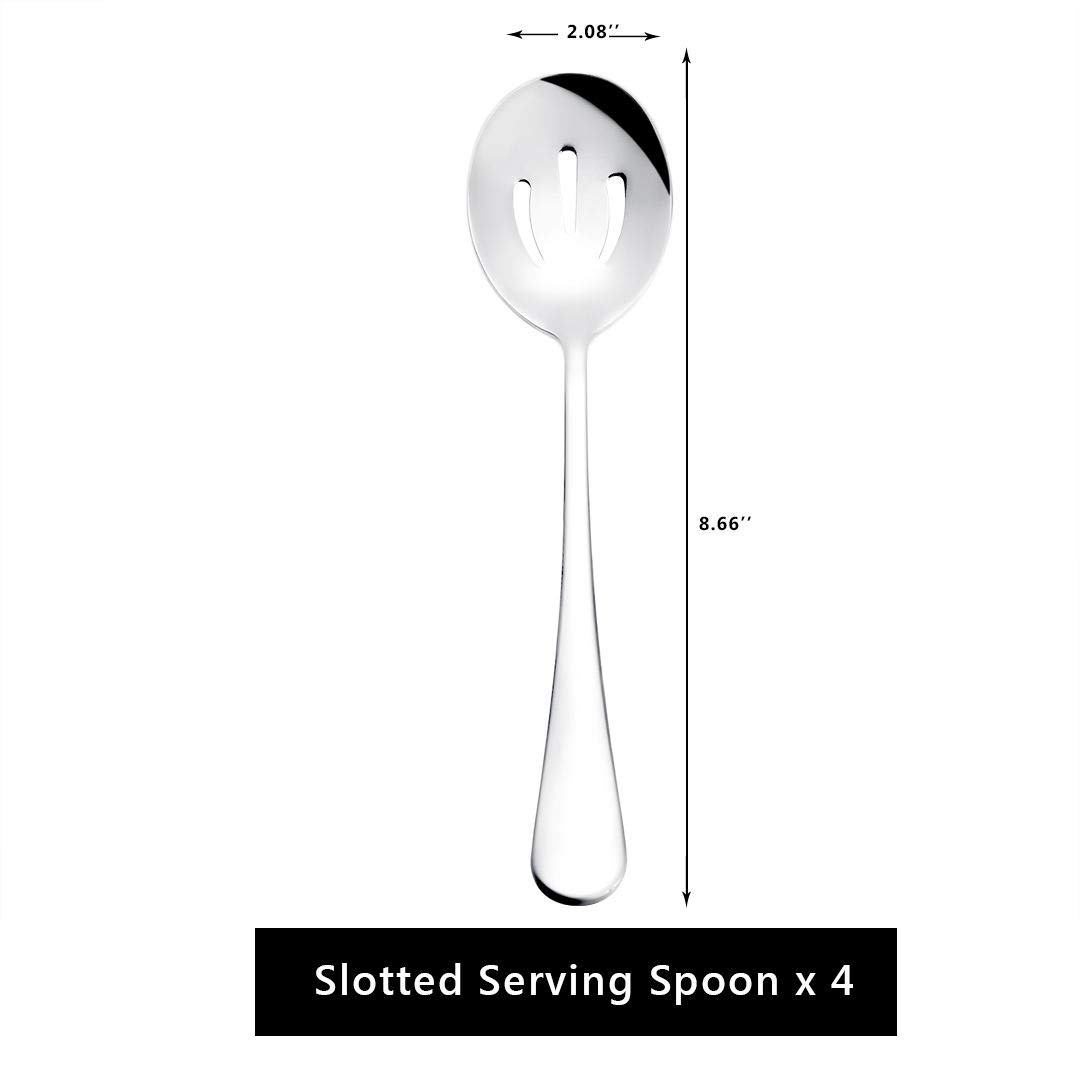 AXIAOLU Serving Spoons, 8.7-inch Stainless Steel Buffet Slotted Serving Spoons are Used for The Basic Service of Buffet, Banquet, Cooking Kitchen, Set of 4