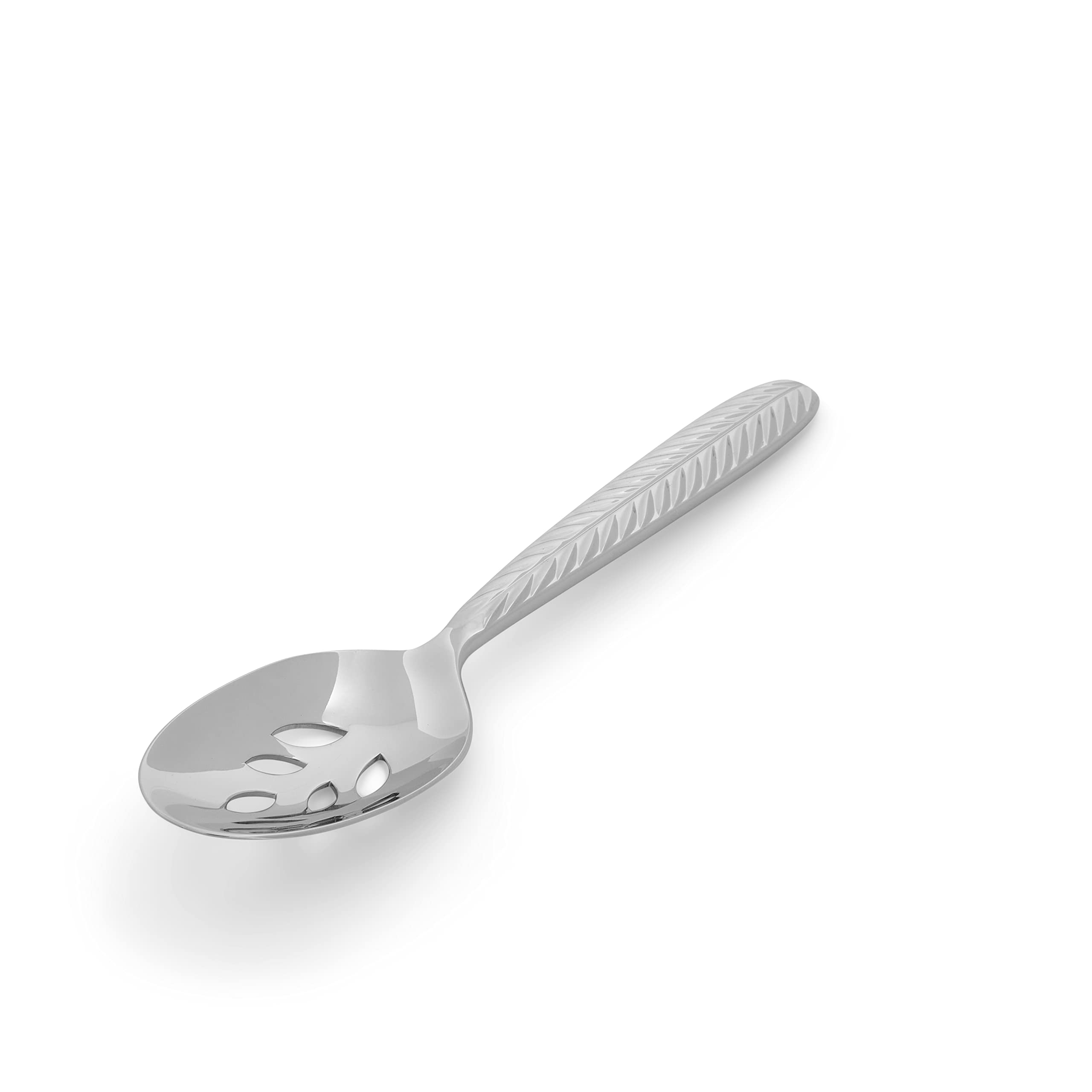 Portmeirion Botanic Garden 8.6" Slotted Spoon | Triple Leaf Motif | 18/10 Stainless Steel Forks | Dishwasher Safe | Ideal for Salad, Appetizers, and Fruit