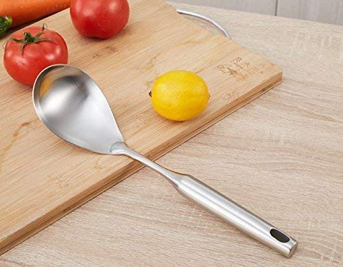 TBWHL Dinner Spoon Serving Spoon, 304 Stainless Steel 12.5 Inch Premium Brushed Stainless Steel Large Serving Spoon Kitchen Tool with Good Grip Ergonomic Handle, Silver