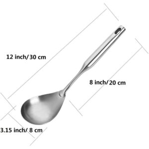 TBWHL Dinner Spoon Serving Spoon, 304 Stainless Steel 12.5 Inch Premium Brushed Stainless Steel Large Serving Spoon Kitchen Tool with Good Grip Ergonomic Handle, Silver