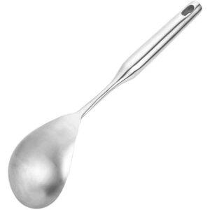 TBWHL Dinner Spoon Serving Spoon, 304 Stainless Steel 12.5 Inch Premium Brushed Stainless Steel Large Serving Spoon Kitchen Tool with Good Grip Ergonomic Handle, Silver