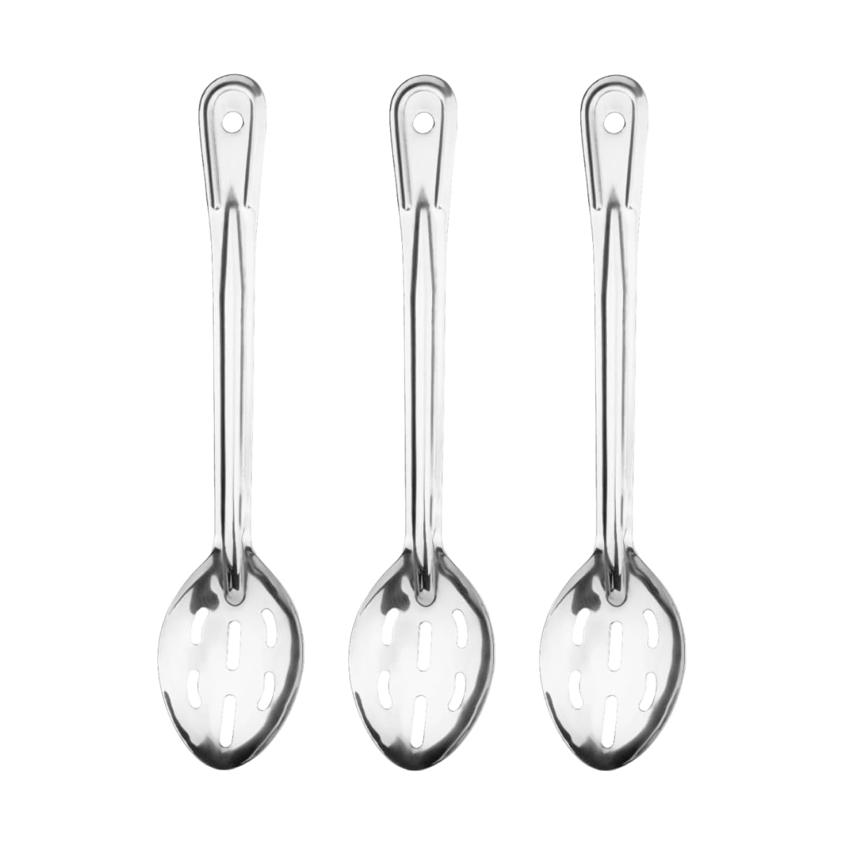 Slotted Serving Spoon with Holes for Draining - Perforated Serving Spoon of Stainless Steel with Long Handle for Strain Food (3)