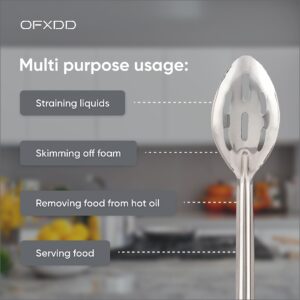 Slotted Serving Spoon with Holes for Draining - Perforated Serving Spoon of Stainless Steel with Long Handle for Strain Food (3)