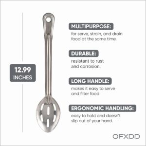 Slotted Serving Spoon with Holes for Draining - Perforated Serving Spoon of Stainless Steel with Long Handle for Strain Food (3)