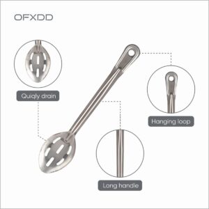 Slotted Serving Spoon with Holes for Draining - Perforated Serving Spoon of Stainless Steel with Long Handle for Strain Food (3)