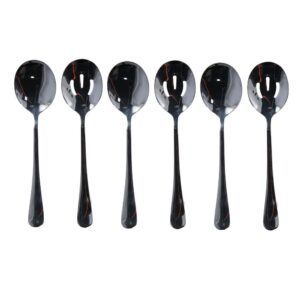 hobbyme 6 Pcs Spoons Set, Includes 3 Slotted Spoons and 3 Serving Spoons,Utility Advanced Performance Stainless Steel Spoons for Buffet and Cooking