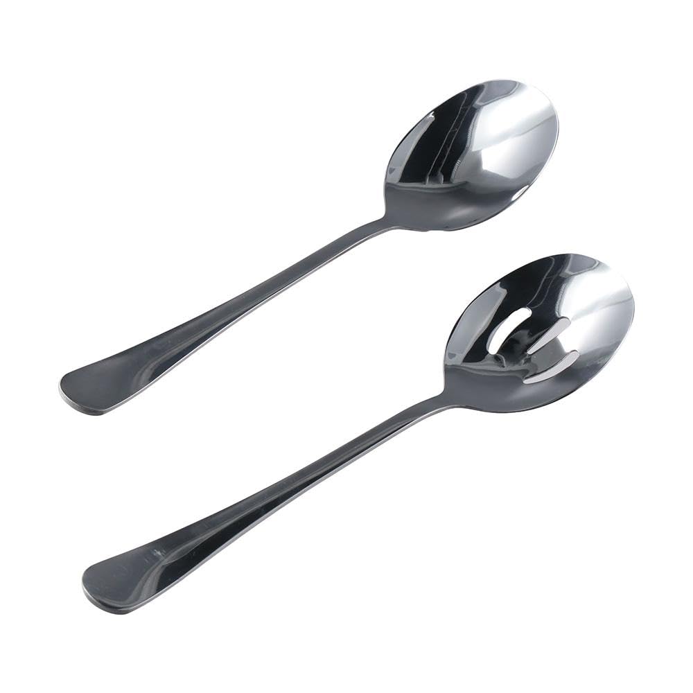 hobbyme 6 Pcs Spoons Set, Includes 3 Slotted Spoons and 3 Serving Spoons,Utility Advanced Performance Stainless Steel Spoons for Buffet and Cooking