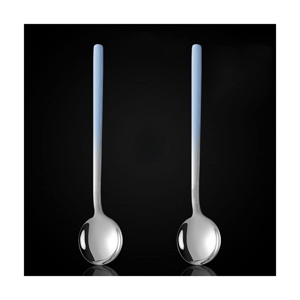 Spoons Silverware Dessert Spoon Stainless Steel Soup Spoon Soup Spoon Household Eating Spoon Coffee Stirring Spoon Spoon Two Pieces Spoon Set (Color : B)