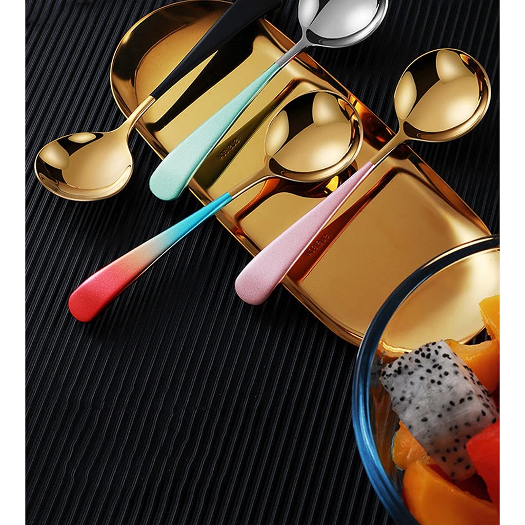 Spoons Silverware Dessert Spoon Stainless Steel Soup Spoon Soup Spoon Household Eating Spoon Coffee Stirring Spoon Spoon Two Pieces Spoon Set (Color : B)