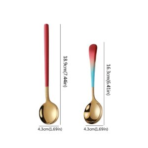 Spoons Silverware Dessert Spoon Stainless Steel Soup Spoon Soup Spoon Household Eating Spoon Coffee Stirring Spoon Spoon Two Pieces Spoon Set (Color : B)