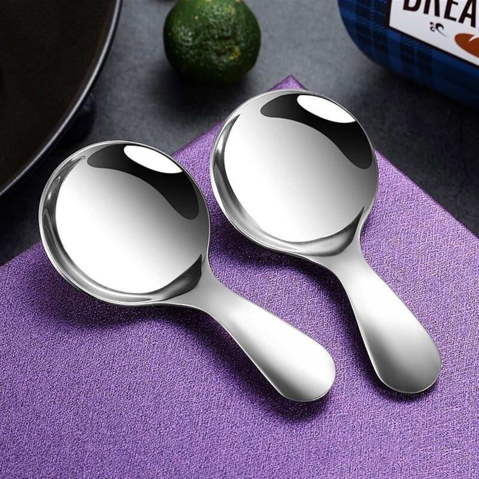 Spoons Silverware Dessert Spoons Ceramic Soup Spoons Set Of 4 For Family Soup Spoons Set Serving For Soup Fruit Salad Ice Cream Oatmeal Spoon Set (Color : A)