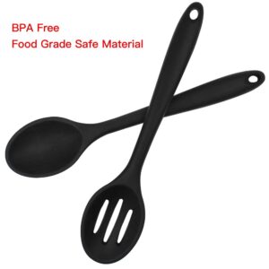 2 Pieces Silicone Nonstick Mixing Spoons, BPA Free and Food Grade Serving Cooking Spoon, High Heat Resistant to 480°F, Hygienic Design Slotted and Solid Spoons for Mixing and Serving