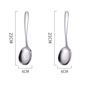 Stainless Steel Buffet Serving Spoon 8.2 inch Slotted Spoons Mirror Polished Large Tablespoons Kitchen Utensil, Dishwasher Safe(slotted spoon,silver)