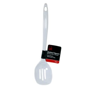 Chef Craft Basic Melamine Slotted Spoon, 11.25 inch, White