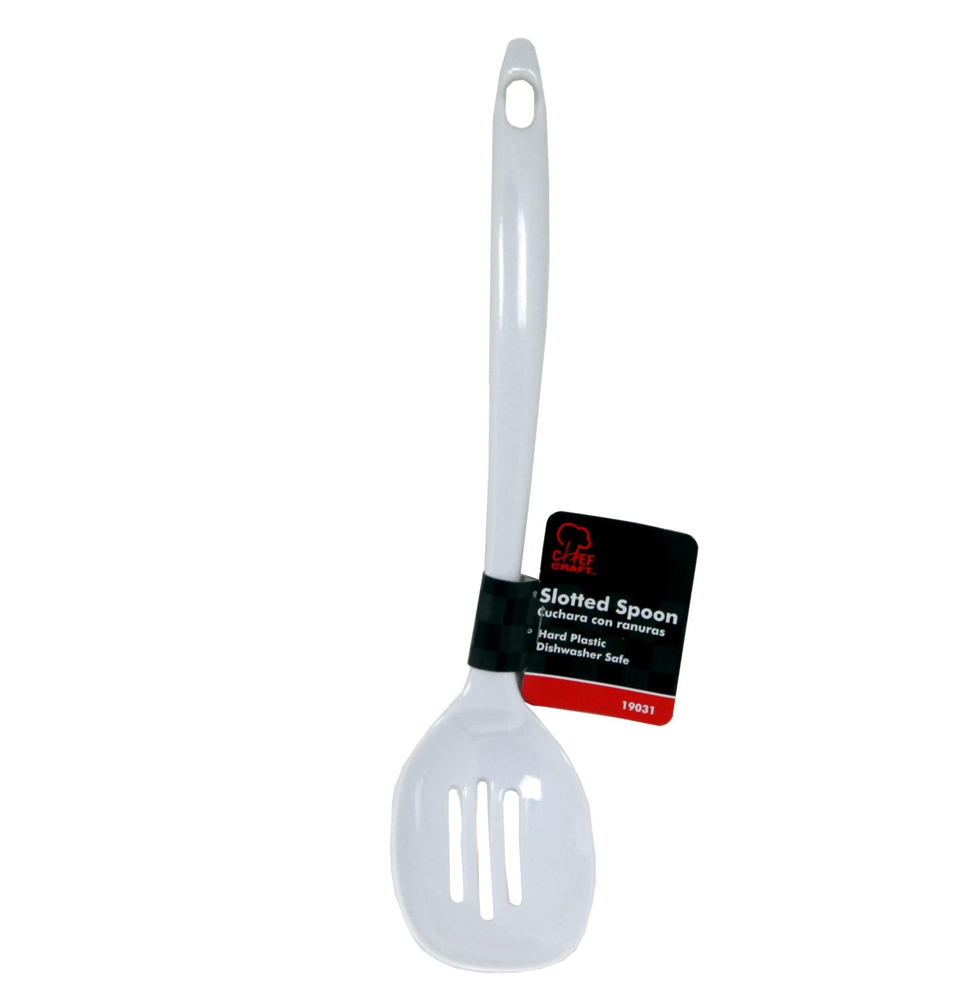 Chef Craft Basic Melamine Slotted Spoon, 11.25 inch, White